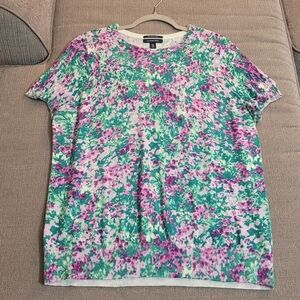 Lands' End Floral Casual Crew Neck Supima Cotton Top Blouse Size 0X